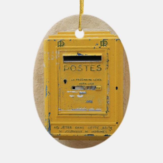 Ovale En Céramique Ancien ornement de boîte aux lettres jaune (Devant)