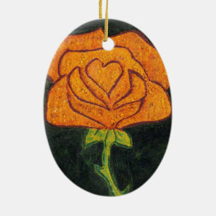 Ovale En Céramique "Coeur Rose #2" Ornement floral
