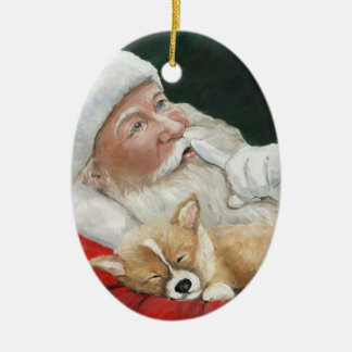Ovale En Céramique Corgi de Gallois de Pembroke et ornement d'art de