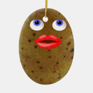 Ovale En Céramique Drôle de pomme de terre amusant avec ornement des