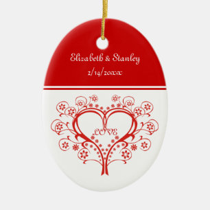 Ovale En Céramique Love Swirl Coeur Saint Valentin ornement personnal