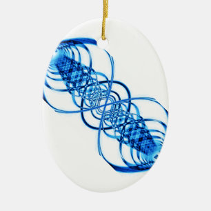 Ovale En Céramique Ornement bleu d'ovale de vague de résonance