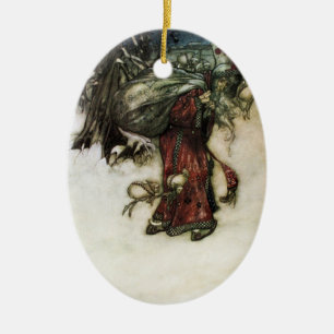 Ovale En Céramique Ornement classique d'Arthur Rackham le père noël