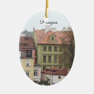 Ovale En Céramique Ornement coloré de Tchèque de bâtiments de Prague