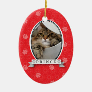 Ovale En Céramique Ornement cramoisi d'animal familier d'empreinte de