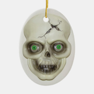 Ovale En Céramique Ornement crâne d'Halloween très effrayant