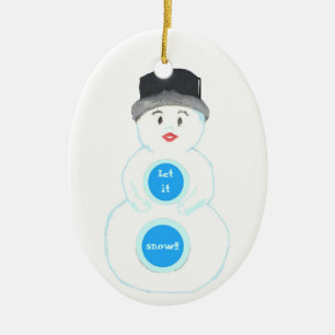 Ovale En Céramique Ornement de bonhomme de neige pour paysage d'hiver