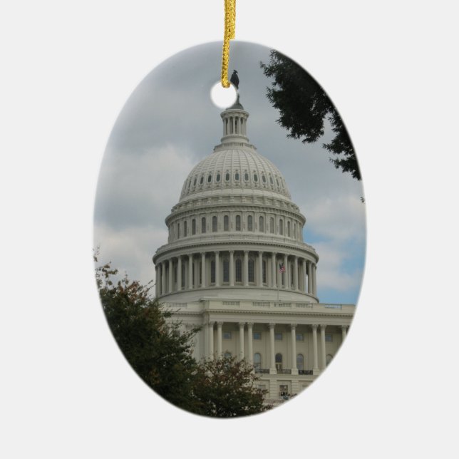Ovale En Céramique Ornement de capitol de Washington DC (Devant)