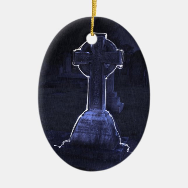 Ovale En Céramique Ornement de gravure croisée (Devant)