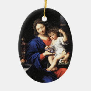 Ovale En Céramique Ornement de Jésus de Mary et de bébé