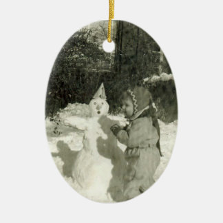 Ovale En Céramique Ornement de neige