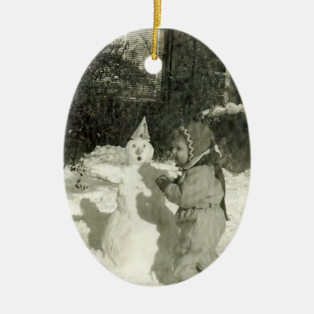 Ovale En Céramique Ornement de neige (Devant)