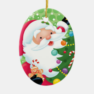 Ovale En Céramique Ornement de Père Noël