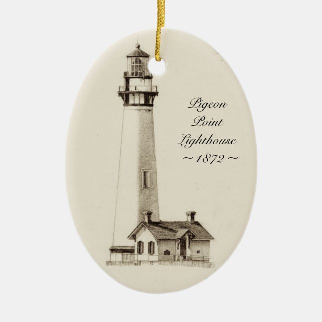 Ovale En Céramique Ornement de phare de point de pigeon (Devant)