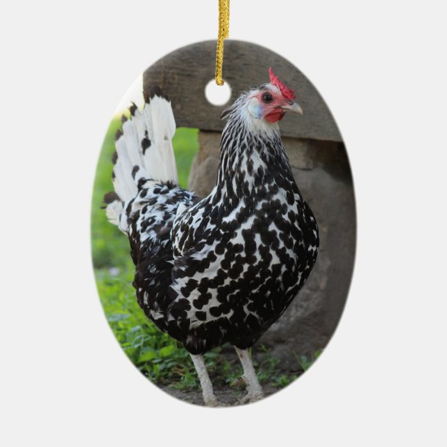 Ovale En Céramique Ornement de poulet (Devant)