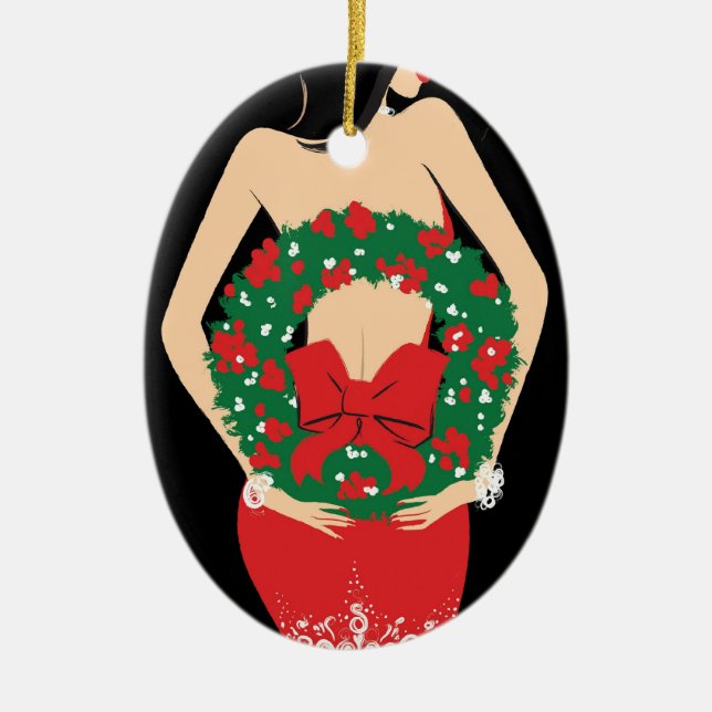 Ovale En Céramique Ornement d'ovale de guirlande (Devant)