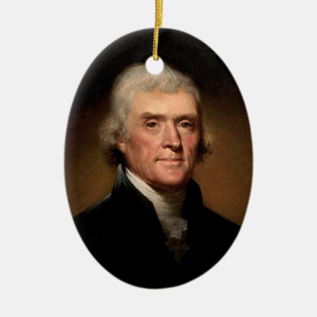 Ovale En Céramique Ornement du Président Thomas Jefferson (Devant)