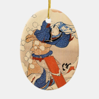 Ovale En Céramique Ornement japonais vintage de Noël