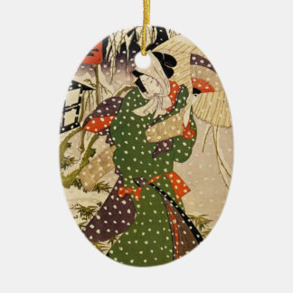 Ovale En Céramique Ornement japonais vintage de Noël