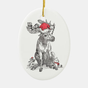 Ovale En Céramique Ornement lunatique d'ovale de Noël de faune de