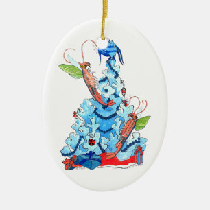 Ovale En Céramique Ornement mignon lunatique de Noël de faune de