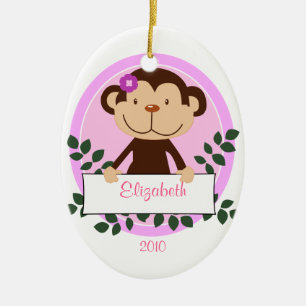 Ovale En Céramique Ornement nommé de Noël personnalisé par SINGE d