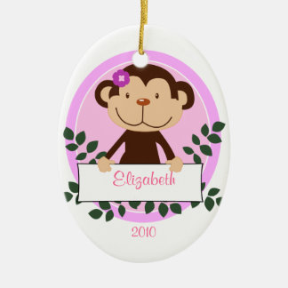 Ovale En Céramique Ornement nommé de Noël personnalisé par SINGE de