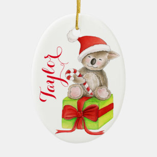 Ovale En Céramique Ornement personnalisé mignon de Noël d'ours de