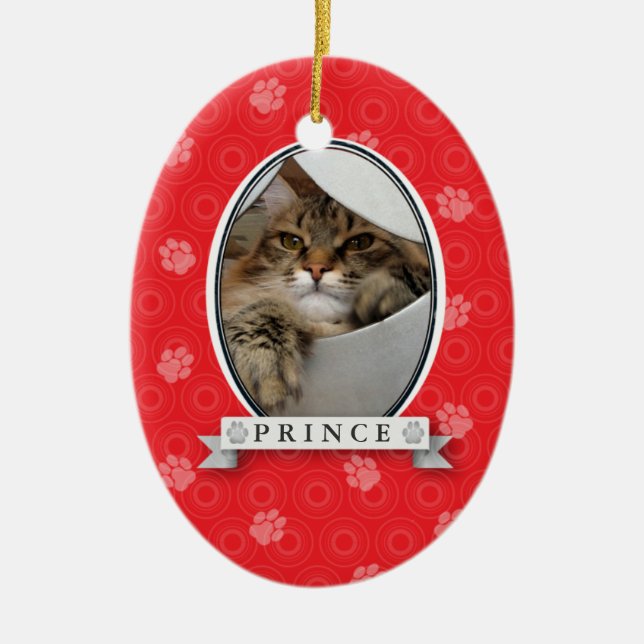 Ovale En Céramique Ornement pour animaux de compagnie Empreintes de p (Devant)