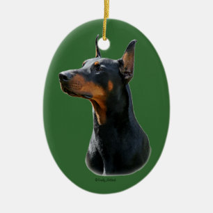 Ovale En Céramique Ornement principal de Pinscher de dobermann