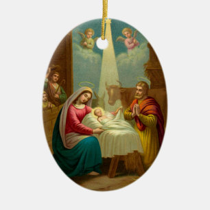 Ovale En Céramique Ornement saint de chant de Noël de nuit de KRW O