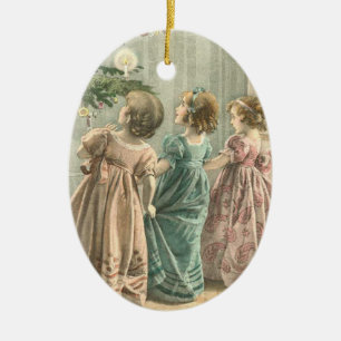 Ovale En Céramique Ornement victorien de Noël