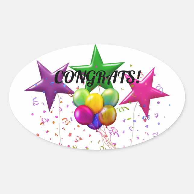 Ovale Félicitations Sticker rectangulaire (Devant)