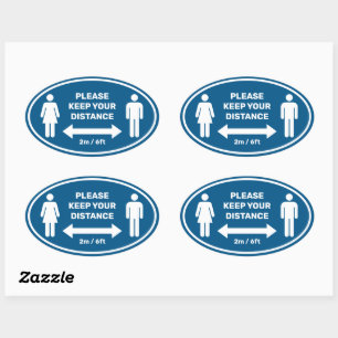 Ovale Gardez votre Sticker Rond Classique Distance