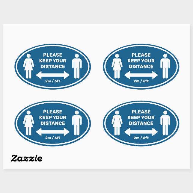 Ovale Gardez votre Sticker Rond Classique Distance (Feuille)