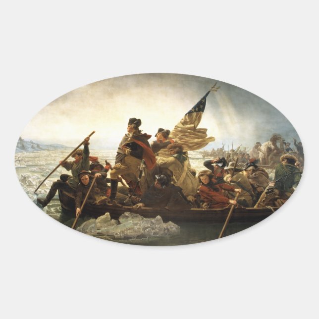 Ovale George Washington Traversant le Sticker du Delawar (Devant)