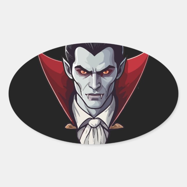 Ovale 🦇 gothique Vampire Sticker noir 🖤 🎃 (Devant)
