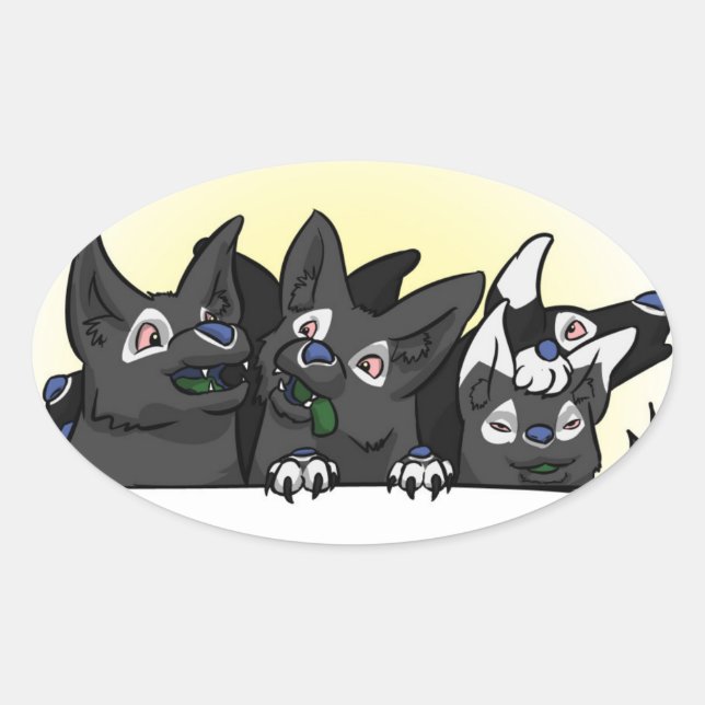 Ovale Happy Blitz Pups Sticker (Devant)