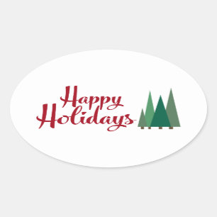 Ovale Happy Holidays Sticker