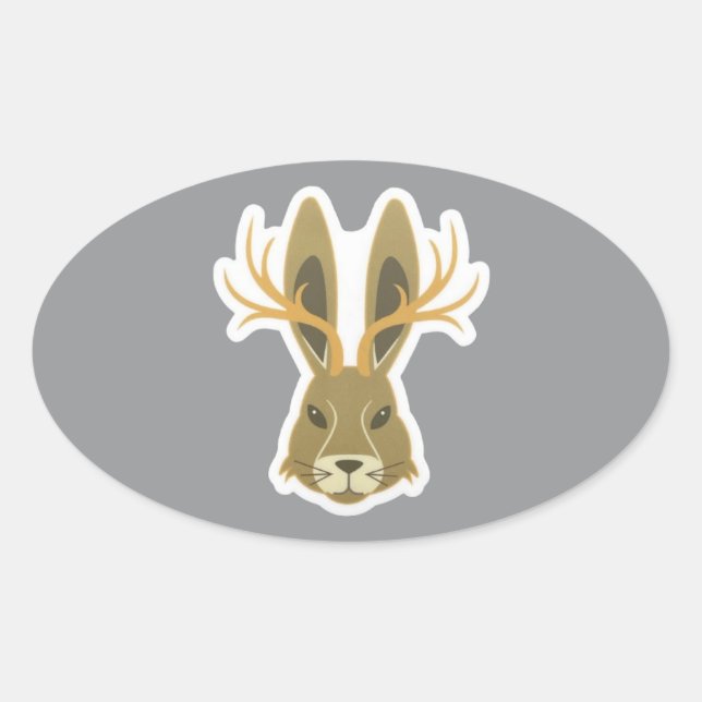 Ovale Jackalope, Vinyl Sticker (Devant)