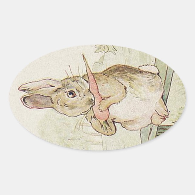 OVALE JOLIMENT RABBIT VINTAGE, BUNNY STICKER ANTIQUE (Devant)