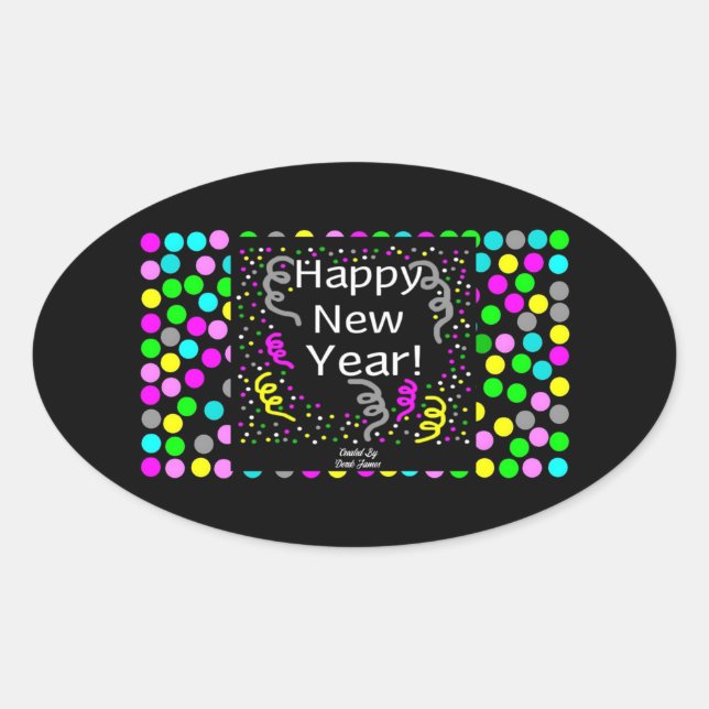 Ovale Joyeux Nouvel An Salutations Oval Sticker (Devant)