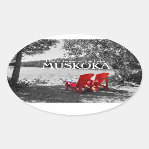 Ovale La vie est meilleure au lac - Muskoka Oval Sticker