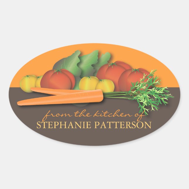Ovale Légumes frais de la cuisine de Sticker (Devant)