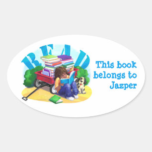 Ovale LIRE Livre Wagon Sticker livre personnalisé