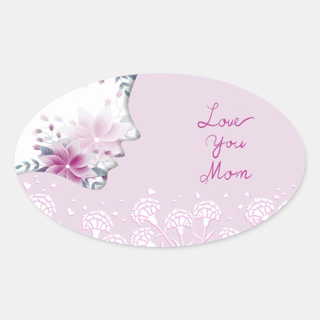 Ovale Love You Mom Oval Sticker (Devant)
