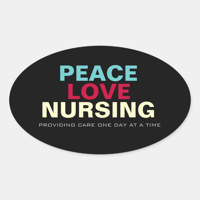Ovale Mod Peace Love Nursing Oval Sticker (Devant)