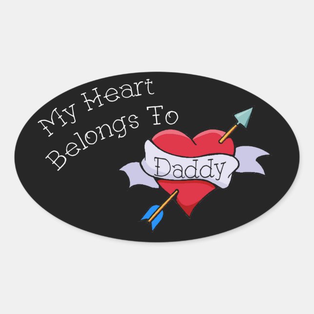 Ovale Mon coeur appartient à Daddy Tat Sticker (Devant)