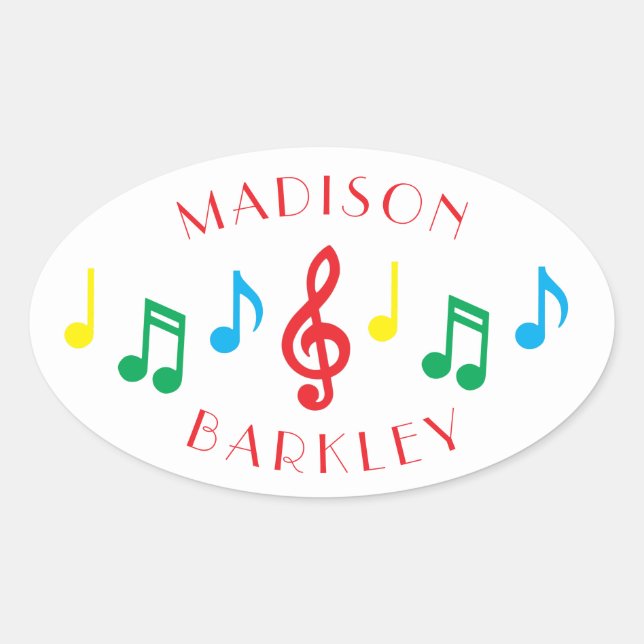 Ovale Musique Note Musicien Enseignant Oval Sticker (Devant)