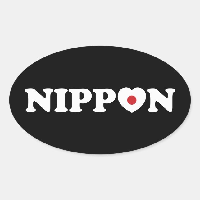 Ovale Nippon Love Coeur Drapeau Oval Sticker (Devant)